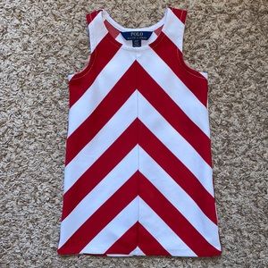 2/2t Polo Ralph Lauren sleeveless dress. Red and white chevron pattern.